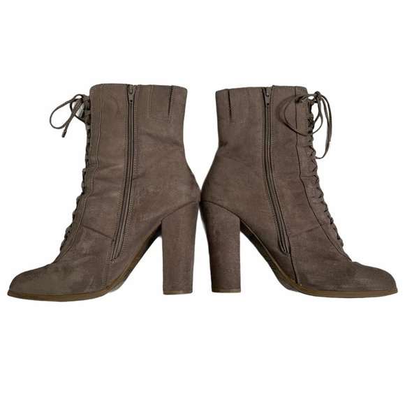 Carlos Santana Sandra Lace Up Chunky Heel Faux Suede Boots Size 10 - Picture 7 of 10